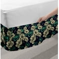 thumbnail image 2 of Vintage Bed Skirt, Pattern with Blooming Wild Flowers and Dragonflies Romantic Garden, Elastic Bedskirt Dust Ruffle Wrap Around for Bedding Decor, 4 Sizes, Mint Green Dark Blue, by Ambesonne, 2 of 2
