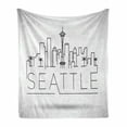 thumbnail image 1 of Seattle Skyline Soft Flannel Fleece Throw Blanket, Drawing of Buildings and the Needle Space Lettering, Cozy Plush for Indoor and Outdoor Use, 60" x 80", Charcoal Grey White, by Ambesonne, 1 of 6