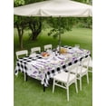 thumbnail image 4 of Outdoor Tablecloths with Umbrella Hole & Zipper, Purple Lavenders 60 x102 Inch Rectangle Tablecloths, Spring Floral Black Plaid Farmhouse Waterproof Table Cloth, Patio/Pool/Picnic Table Covers, 4 of 8