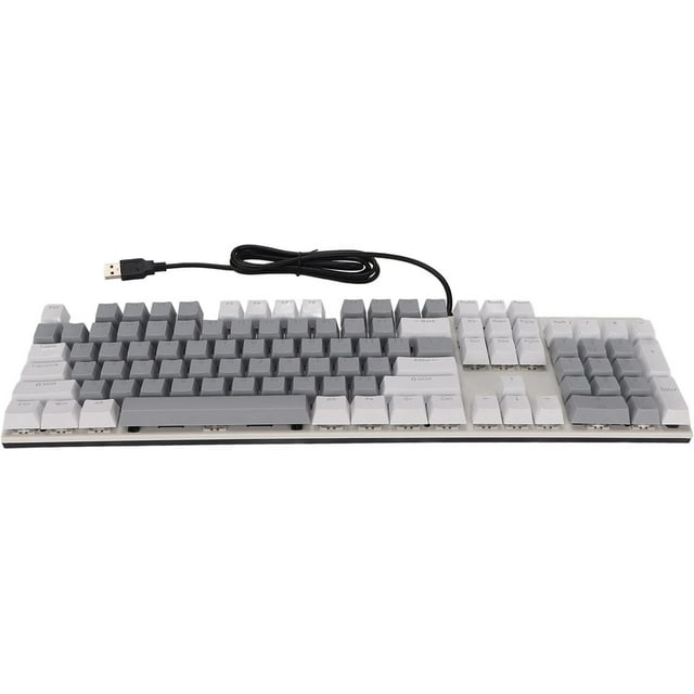 HUGFEGWE CFTIGIW Clavier Mécanique 104 Touches Interrupteur Bleu RVB USB Résistant à l'Usure Anti-Rayures Clavier de Jeu Blanc Gris Clavier de Jeu Mécanique Clavier Mécanique Interrupteur Bleu Jeu Mécanique CA919-124687