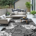thumbnail image 4 of KUETH 6'x 9' Outdoor Rug Plastic Waterproof Outside Foldable Flower Mat UV Resistant Patio RV Deck Carpet,Black White, 4 of 6