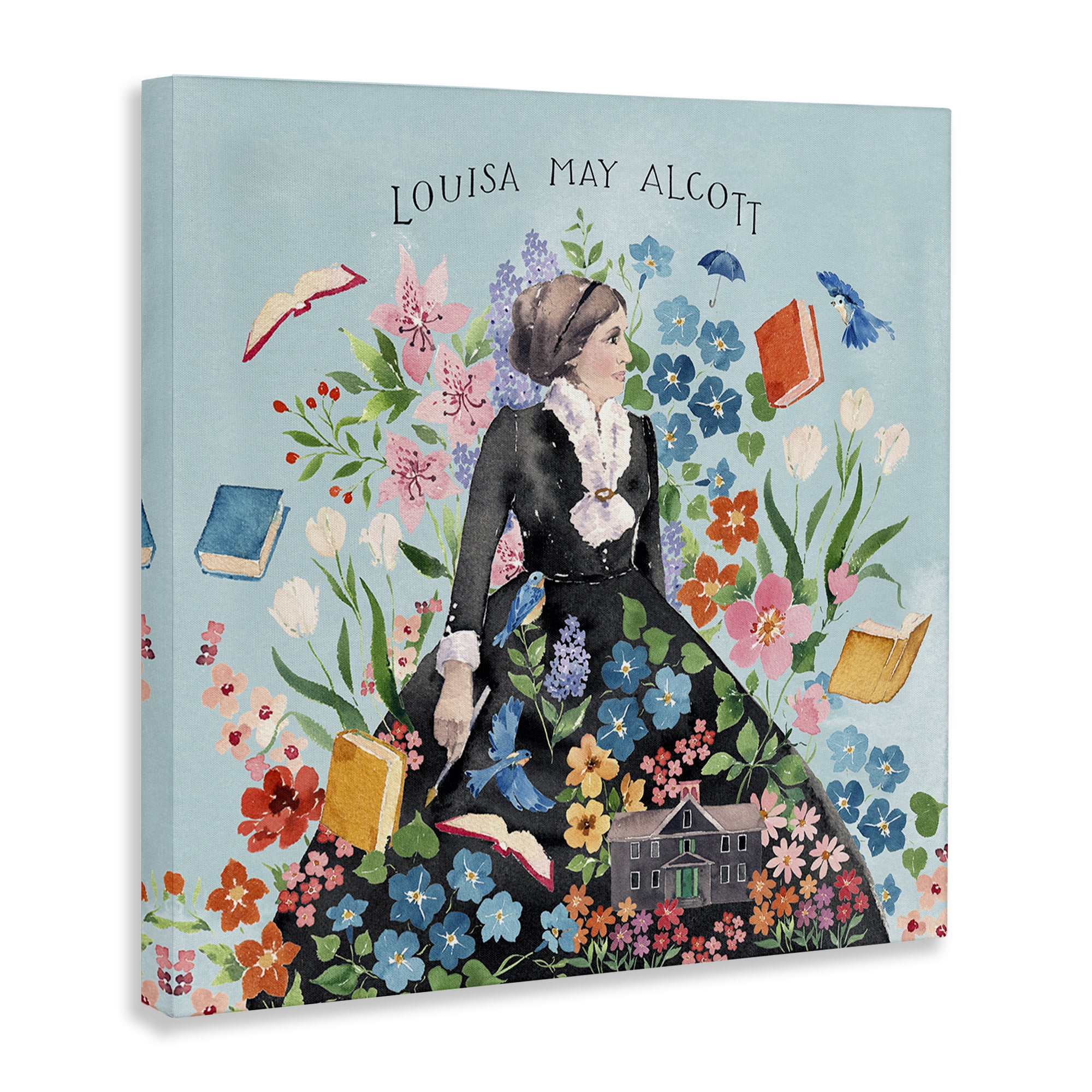 Stupell Industries Louisa May Alcott Portrait History & Language Painting Wrapped Canvas Art Print Wall Art, 30 x 30