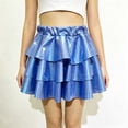 thumbnail image 3 of BFHHYA Metallic Skirt for Girls 3 Layer Ruffle Tiered Mini Skirt Elastic High Waist A Line Flare Skirt Sparkly Party Performance Clothes for Kids, 3 of 7