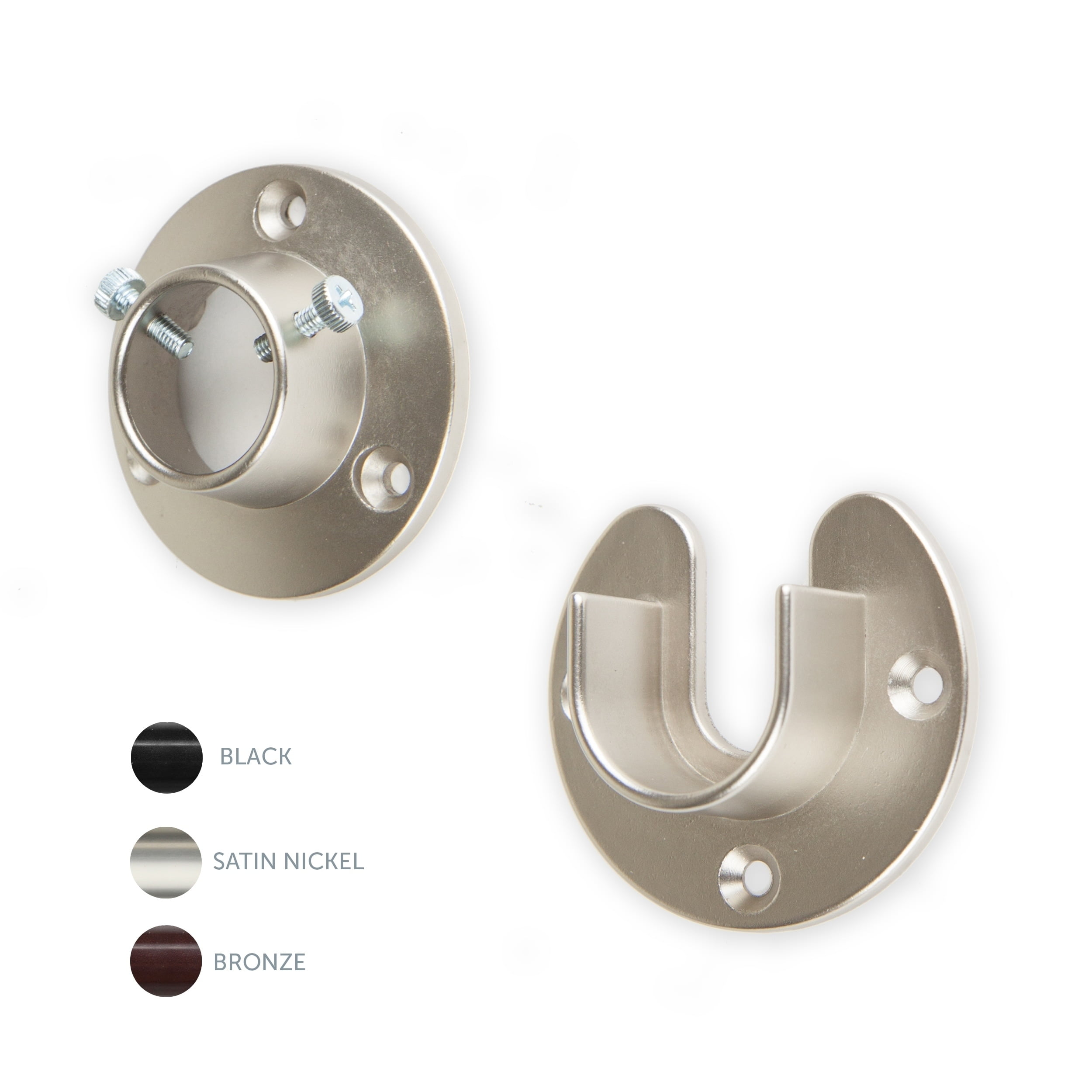 InStyleDesign Heavy Duty Wall Mount 1" Closet Pole Rod Socket