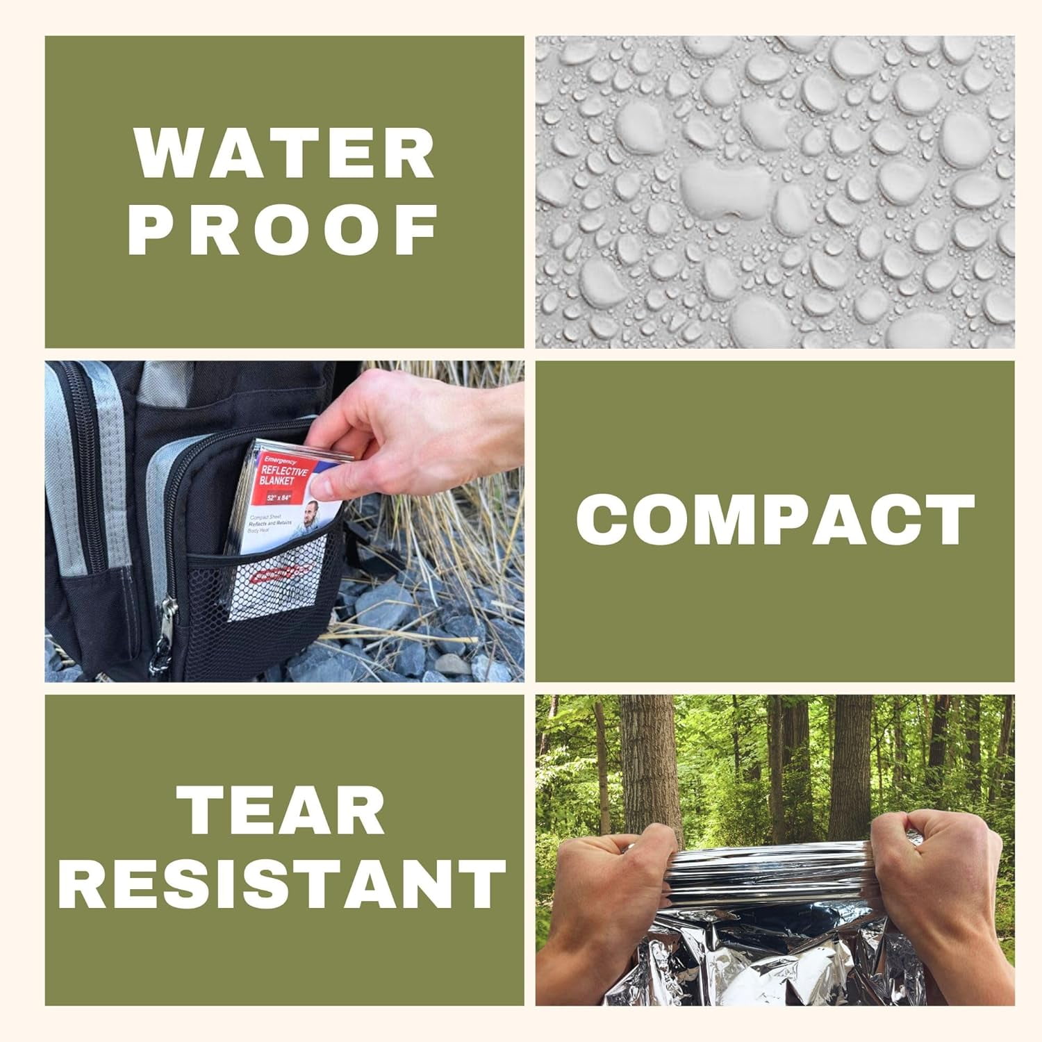 [50 Pack] Thermal Reflective Emergency Blanket 52”x84” | Emergency Mylar Blankets | Survival Blanket for Survival Supplies | Camping, Hiking, or Emergencies