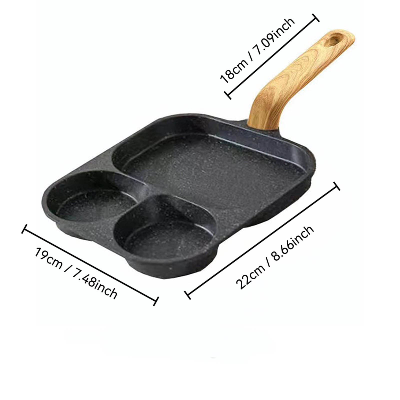 3 in 1 Non Stick Divided Frying Pan with Multiple Cooking Sections for Eggs, Pancakes and Grilling, an Easy Clean Breakfast Skillet Suitable for Household Kitchens Using Gas Stove or, HAODEJW