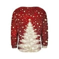 thumbnail image 4 of Womens Tops Christmas Printed Long Sleeved V-neck Loose Casual Coarse Woven Pit Stripe Hoodie Top,Blouse for Women Red M, 4 of 6