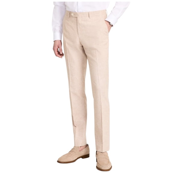 Tommy Hilfiger Mens Modern fit Dress Pants 34 / 32 Beige Solid Stretch Linen