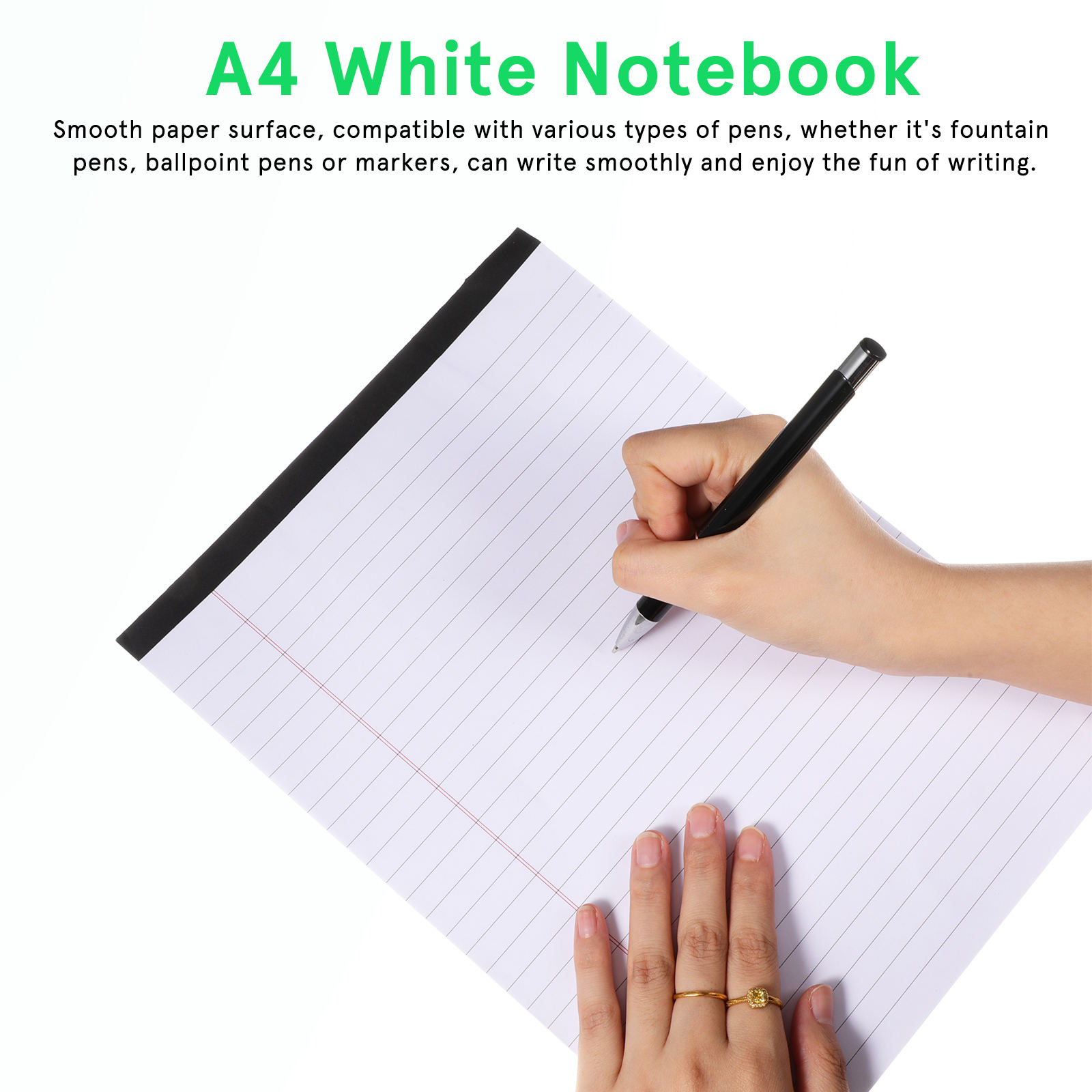 Tineasur 3Pcs White A4 College Ruled Legal Pads Lined Writing Notebooks for Home Use