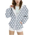 thumbnail image 3 of MKOSPLRT Polka Dot Hoodies for Kids Girls 4-15Y Oversized Zip Up Fall Sweatshirts Long Sleeve Casual Loose Athletic Jacket with Pocket, 3 of 5