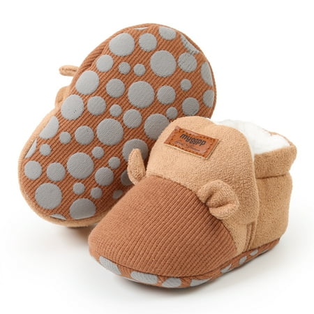 

SILVERCELL Baby Shoes Gripper Soles Winter Warm Booties Cozy Fleece Slippers Soft Baby Shoes Newborn Crib Sock Shoes First Walkers