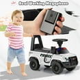 thumbnail image 5 of OLAKIDS Ride On Push Police Car, Toddler Foot-to-Floor Sliding Toy with Siren, Steering Wheel, Megaphone, Horn, Headlights, Under Seat Storage, Kids Racer Walking Gift for Boys Girls 3+ (White), 5 of 6