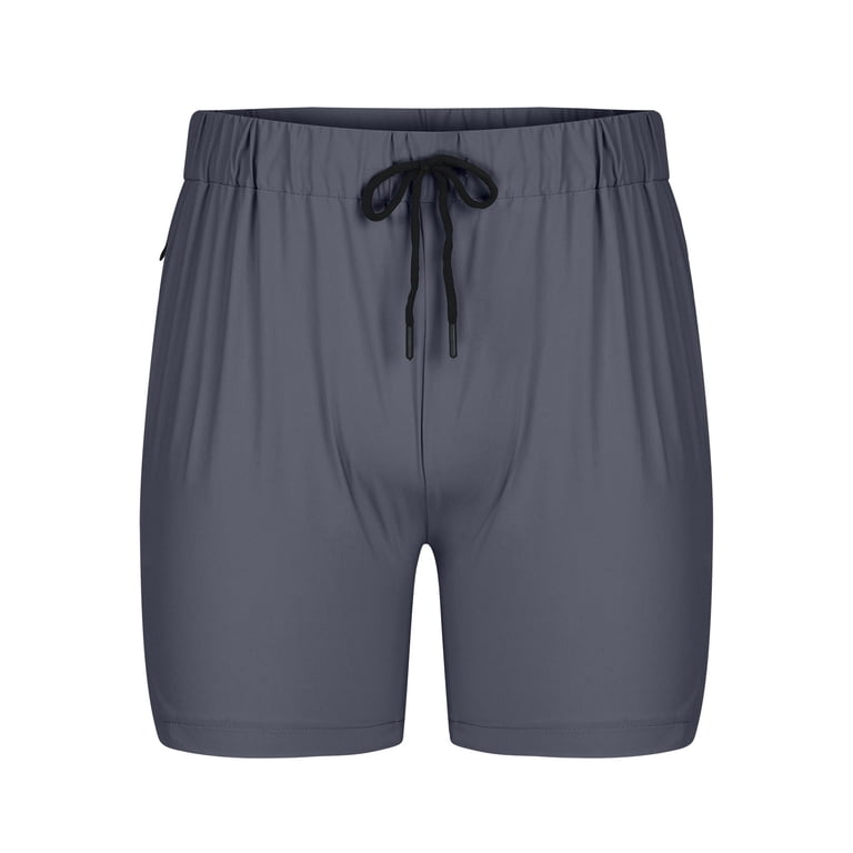 DREYOLIFE Men's Workout Shorts With Zipper Pocket – Silver Gray Athletic Running & Gym Bike Shorts