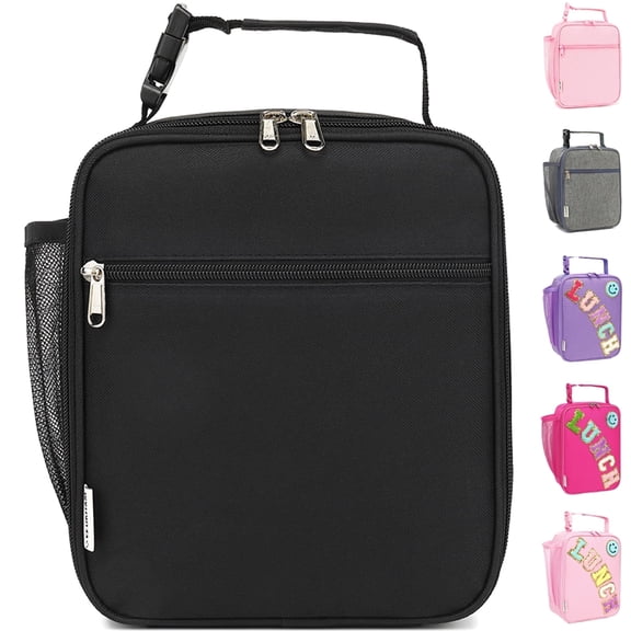 Lunch Box for Men Women, Insulated Small Soft Cooler Lunch Bag Kit for School Work Picnic Travel - Reusable Portable lunchbox, Black