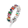 thumbnail image 6 of 6 Color Irregular Cz Band Women's Stainless Steel Wedding Silver Ring Size 6-9, 6 of 8