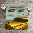 thumbnail image 3 of Ambesonne Cars Quilted Bedspread Set 3 Pcs, Yellow Vehicle Speeding, King Size, Reseda Green Yellow Grey, 3 of 3