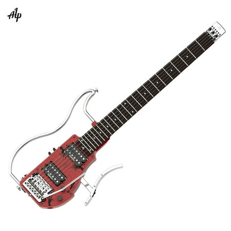 - ALP ADS-361HCL Professional Foldable Headless Travel Electric Guitar Double Humbucker Built-in Guitar Effect Ebony Fingerboard with Rechargeable Batteries Gig Bag