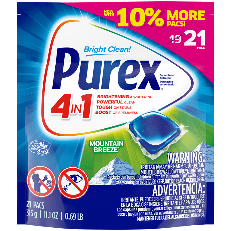 Purex Fresh Scent 4-in-1 Compact Laundry Detergent Pacs, Mountain