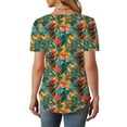 thumbnail image 6 of T-Shirts for Womens Summer New Fashion Floral Prints Top Loose Round Neck Chest Pleated Shirts Womens Casual Short Sleeve Blouses Pullover Tops, 6 of 6