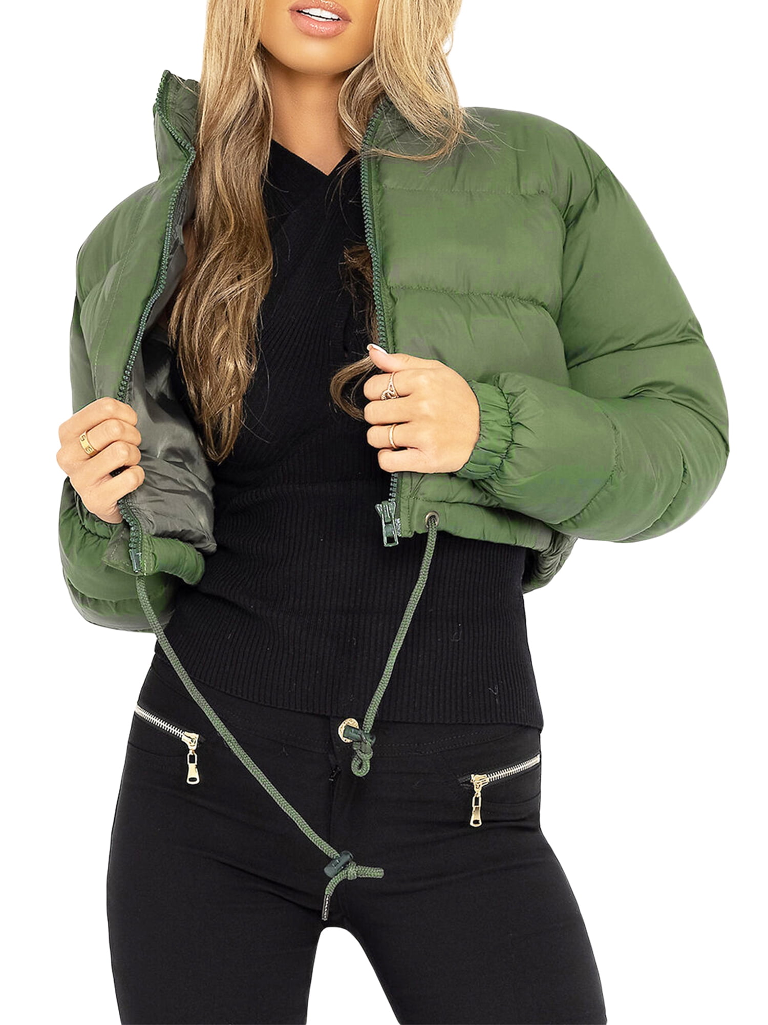 Women's Stand Collar Crop Winter Coat Short Jacket Puffer Women's Stand Collar Crop Winter Coat Short Jacket Puffer