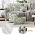 thumbnail image 6 of Baroque Sage Green Outdoor Waterproof Pillow Covers, Vintage Damask Classic Floral Decorative Square Throw Pillowcase Sofa Cushion Sham for Patio/Couch/Chair, 20"x20" 2 Pack, 6 of 8