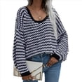 thumbnail image 3 of Suéter Holgado de Cuello Redondo, Larga, Hombros Descubiertos, Tejido Liso, para Mujer, para Otoño. Negro L, 3 of 7