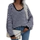 thumbnail image 3 of Suéter Holgado de Cuello Redondo, Larga, Hombros Descubiertos, Tejido Liso, para Mujer, para Otoño. Negro L, 3 of 7