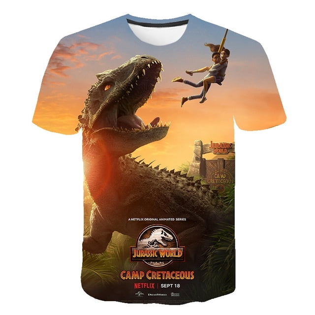 Moda niños niñas verano Jurassic World Dominion conjuntos de ropa niños camisetas pantalones cortos ropa trajes niños 1-14 Y Outfits6T Gao Jinjia LED