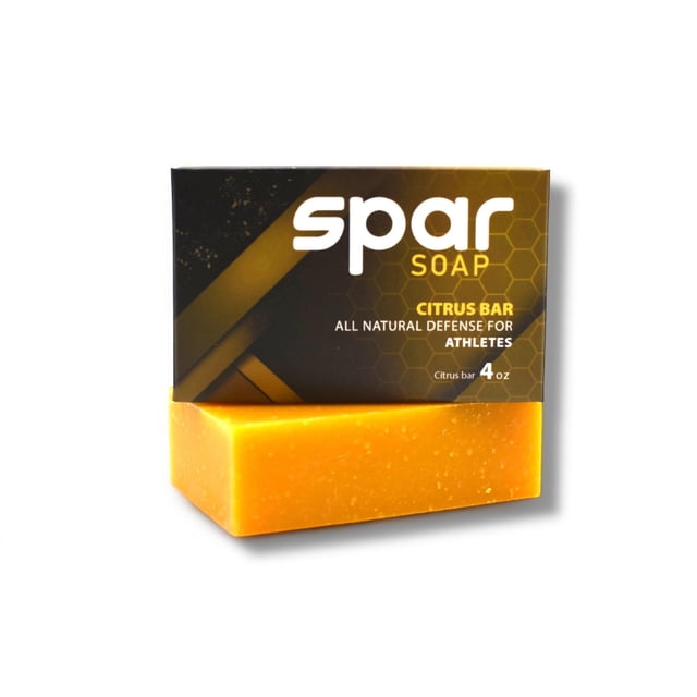 Spar Soap Citrus Bar (4 onzas) Mandarina y árbol de té Propiedades antifúngicas para luchadores BJJ Grapplers Hombres/Mujeres Jabón corporal fabricado en Estados Unidos para olor corporal con manteca