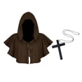 thumbnail image 3 of Capa de Halloween Capa del Gótica con Collar de Cruz Chal Capelet Disfraz Grim Cowl Poncho con Capucha Capa de Mago para Mujeres Hombres Café Salvador Dali Capa con capucha, 3 of 10