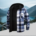 thumbnail image 2 of CharmCyan Men Hooded Plaid Flannel Shirt Jacket Button Down Long Sleeve Warm Sherpa Lined Outerwear Casual Workwear Blue L, 2 of 2