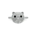 thumbnail image 5 of Gem & Harmony Sterling Silver Black and White Synthetic Cubic Zirconia (CZ) Cat Ring for Women, 5 of 6
