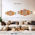 thumbnail image 3 of Elephant Stock Sun Like Mandala Symbols Wall Art - Horizontal Multi Panel Canvas - Living Room Wall Decor - Decor Elements Multi Panel - Orange And Blue Decor - 42" x 19", 3 of 4