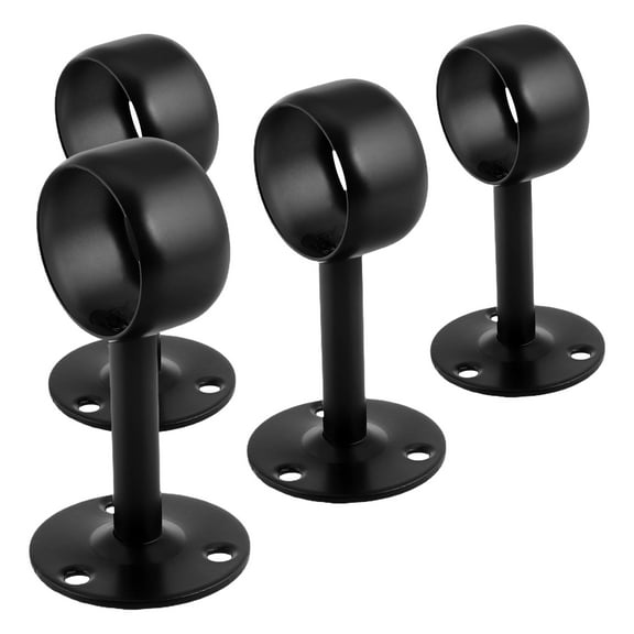 HOMEMAXS  4 Pcs Adjustable Closet Rod Bracket Ceiling Mount Curtain Black