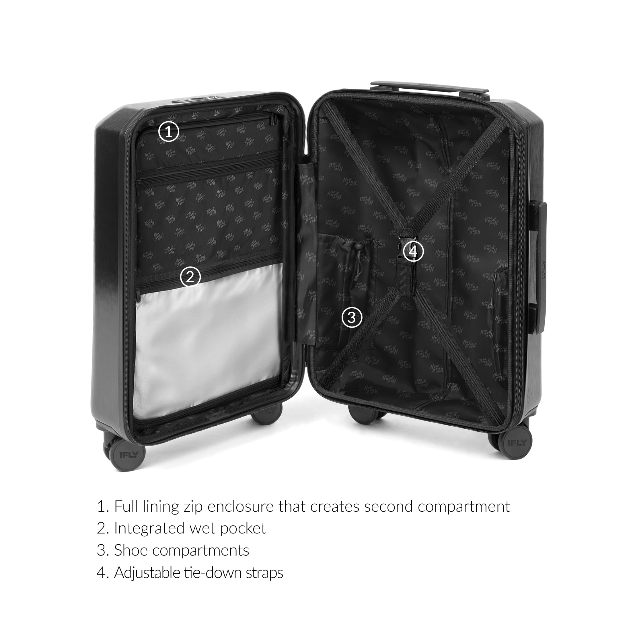 iFLY Altitude 2-Piece Expandable Hardside Luggage Set with TSA Lock, 20" Carry-on and 28" Checked Luggage, Black