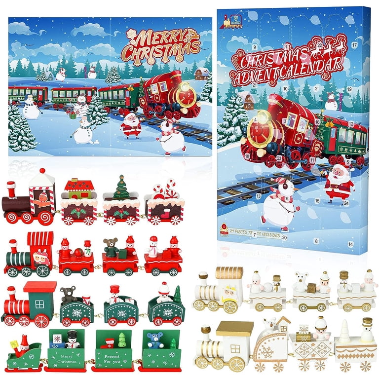 Naler Christmas Advent Calendar 2023 for Adult Kids,6 Sets Christmas 24  Days Wooden Mini Trains Adventure Countdown Ornaments for Home School  Decors,Unisex - Walmart.com