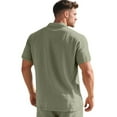 thumbnail image 4 of WTOBBY Men's Linen Short Sleeve Shirt Lightweight and Breathable, Casual Summer Beach Shirt, Solid Color Top for Golf, Vacation, and Relaxed Outdoor Wear,Army Green L, 4 of 7