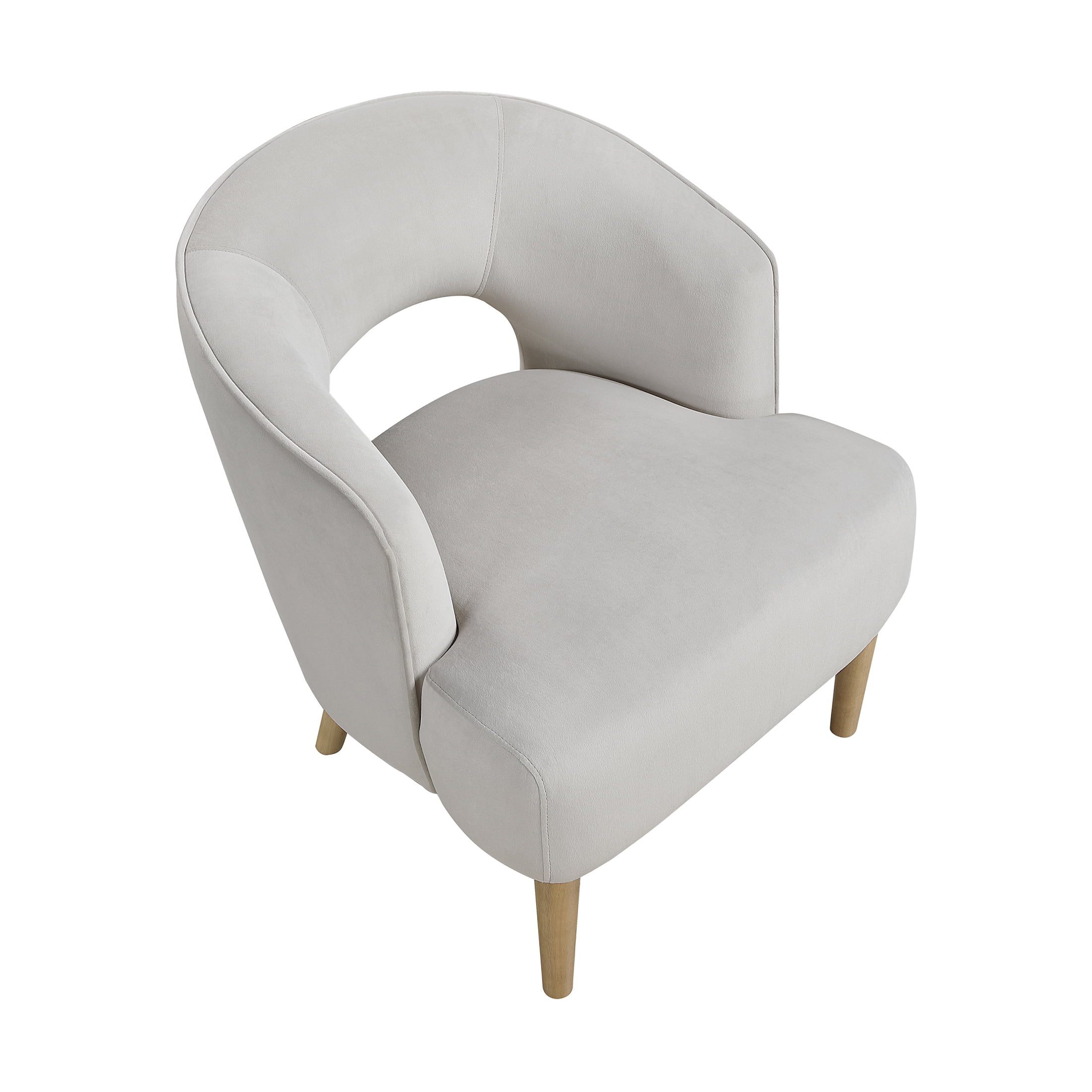 OakvillePark Mirawood Velvet Barrel Accent Chair, Gray