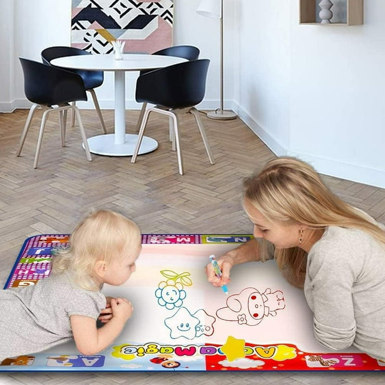 Coloring Mat,kids Toys Large Water Painting Mat,toddlers Doodle Pad With 4  Colors,gifts Compatible With Girls Boys Age 3 4 5+ Years Old,4 Pens,drawing