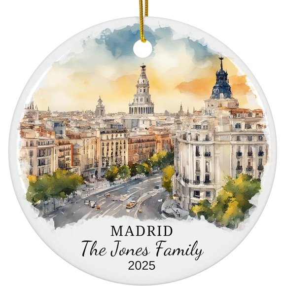 Personalized Madrid Christmas Ornament, Spain Travel Souvenir