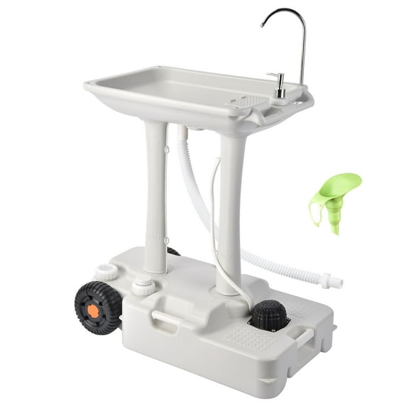 Yescom Portable Camping Sink w/ Rolling Wheels - 30L Water Capacity Hand Wash Basin Stand w/ Towel Holder & Soap Dispenser for Outdoor Events, Camping, Worksite & Gatherings