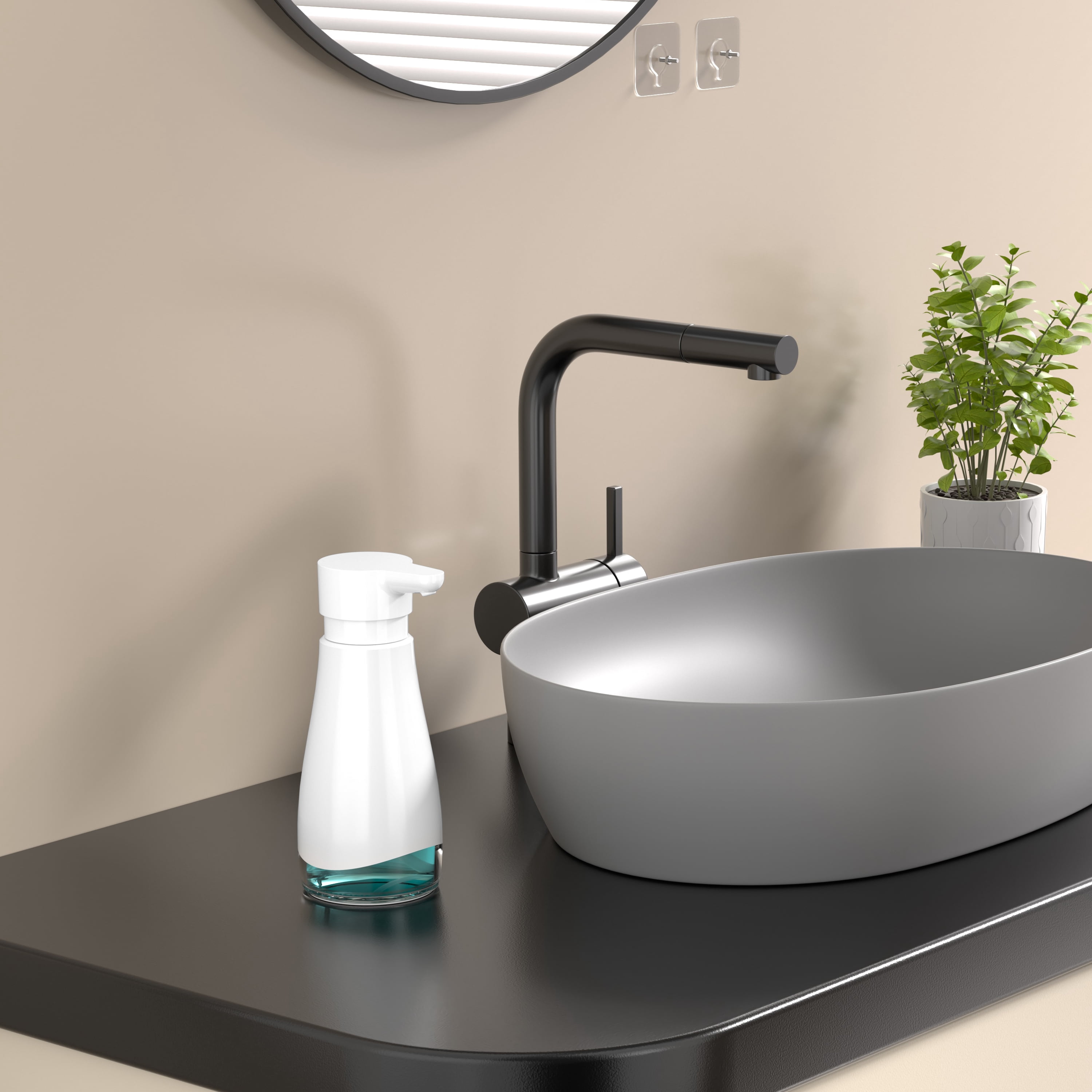 Oasis Creations 500 mL /17fl.oz Stainless Steel Liquid Soap Dispenser for Dish and Hand Soap - White - Refillable - Great for Kitchen Bathroom or Countertop