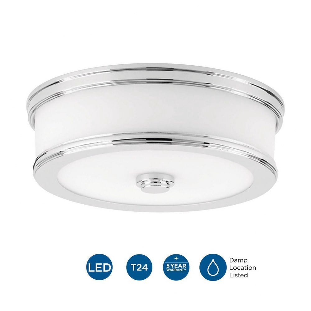 Progress Lighting Bezel Collection 1-Light LED Flush Mount, Brushed Nickel, Etched White Glass Shade