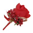 thumbnail image 2 of Boutonniere Ramillete de flores Broche Cristal Hombres Boda Novio Novia Joyería Joya Flores Moda Seda Rosa Abordar Rojo Magideal Boutonniere Ramillete de flores, 2 of 7