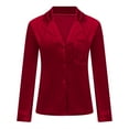 thumbnail image 5 of AXXD Red Basic Summer Tops for Women 2024 Trendy Solid Golden Velvet Long Sleeved V-neck Shirt With Pockets And Button Up Top, 5 of 6