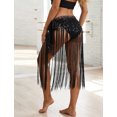 thumbnail image 3 of FEOYA Women Hip Scarf Belly Dance Sequin Long Tassel Tie Waist Wrap Skirt for Latin Samba Rave Carnival Zumba, 3 of 7