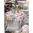 thumbnail image 5 of Outdoor Tablecloth with Umbrella Hole for Patio/Picnic/Party/Camping, Pink Flowers Waterproof Table Cloth Round Cover Washable, Spring Floral Butterfly Leaves Plants Rustic Plaid (Dia 54"), 5 of 8