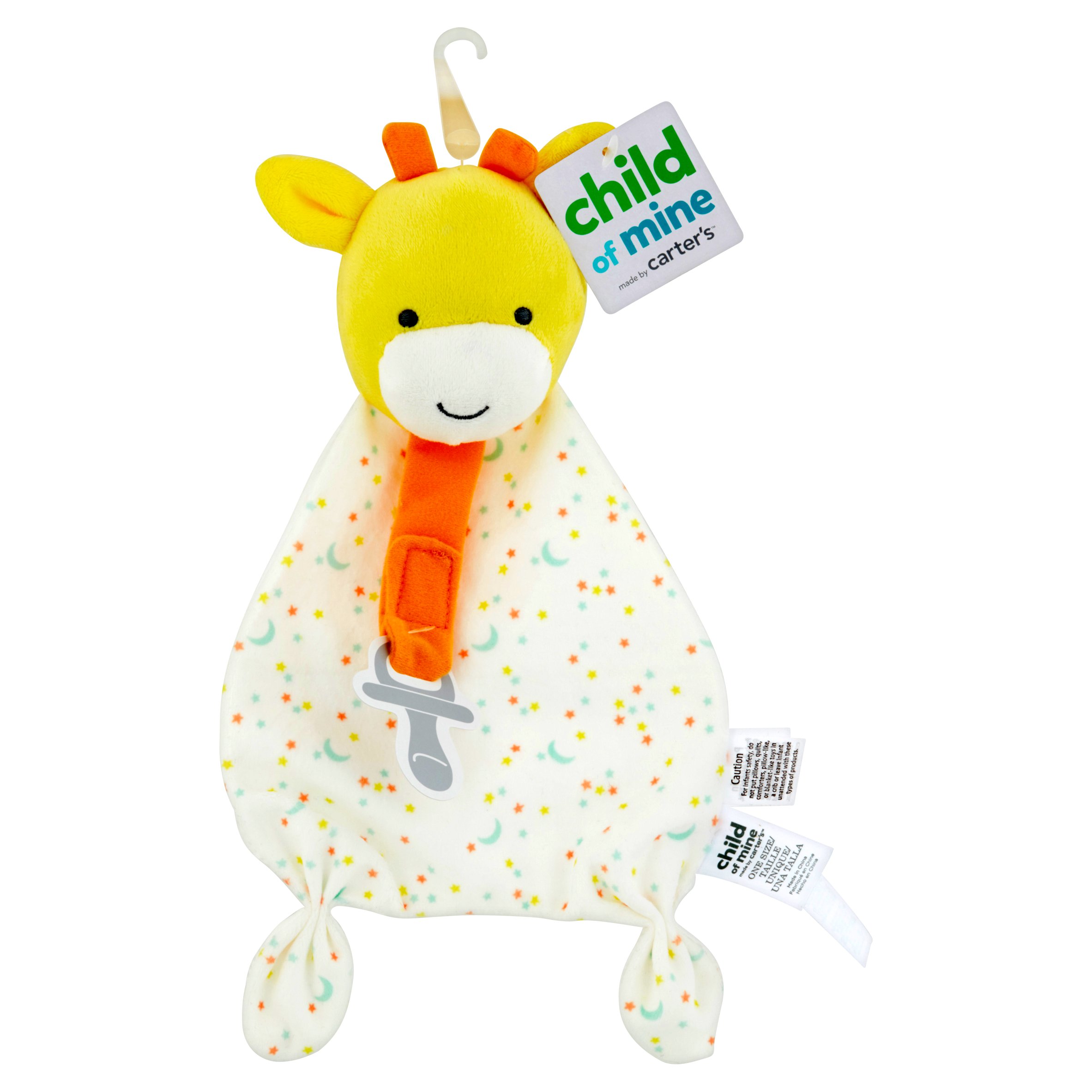 Carter's Child of Mine Giraffe Security Blanket with Paci Strip, Ivory