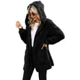 thumbnail image 3 of Plush Jacket Womens Light Jacket, Basic Solid Color Long Sleeve Coat with Side Pockets, Essential Layering Piece for Unpredictable Weather and Travel PackingBlackM, 3 of 4