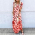thumbnail image 2 of Robes Maxi d'Été pour Femmes Manches Courtes Col Rond Décontracté Coupe Ample Longue Robe de Plage T-Shirts Robe avec Poches, 2 of 5